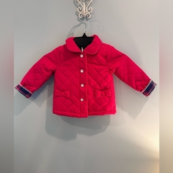 Gymboree Girls Bow Quilted Jacket  - Preppy Puppy Size 12-18 months - Picture 1 of 7